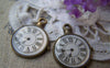Accessories - 6 Pcs Of Antique Bronze Enamel Clock Charms Small Size 18x23mm A473