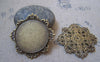 Accessories - 6 Pcs Of Antique Bronze Filigree Flower Sawtooth Bases Match 30mm Cameo A4793