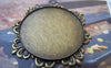 Accessories - 6 Pcs Of Antique Bronze Filigree Flower Sawtooth Bases Match 30mm Cameo A4793
