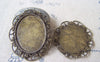 Accessories - 6 Pcs Of Antique Bronze Filigree Oval Cameo Base Bezel Settings Match 30x40mm A4671
