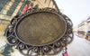 Accessories - 6 Pcs Of Antique Bronze Filigree Oval Cameo Base Bezel Settings Match 30x40mm A4671
