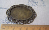 Accessories - 6 Pcs Of Antique Bronze Filigree Oval Cameo Base Bezel Settings Match 30x40mm A4671
