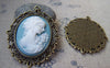 Accessories - 6 Pcs Of Antique Bronze Filigree Oval Cameo Base Pendants Tray Match 30x40mm Cabochon A2857