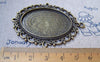 Accessories - 6 Pcs Of Antique Bronze Filigree Oval Cameo Base Pendants Tray Match 30x40mm Cabochon A2857