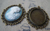Accessories - 6 Pcs Of Antique Bronze Filigree Oval Cameo Base Pendants Tray Match 30x40mm Cabochon A2857