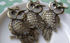 Accessories - 6 Pcs Of Antique Bronze Filigree Owl Pendants Charms 25x50mm A145