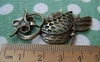Accessories - 6 Pcs Of Antique Bronze Filigree Owl Pendants Charms 25x50mm A145