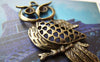 Accessories - 6 Pcs Of Antique Bronze Filigree Owl Pendants Charms 25x50mm A145