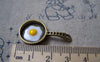 Accessories - 6 Pcs Of Antique Bronze Fried Eggs In Pan Pendants Charms 17x32mm A5770