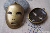 Accessories - 6 Pcs Of Antique Bronze Halloween Mask Charms 26x40mm A716