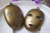 Accessories - 6 Pcs Of Antique Bronze Halloween Mask Charms 26x40mm A716