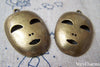 Accessories - 6 Pcs Of Antique Bronze Halloween Mask Charms 26x40mm A716