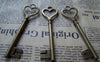 Accessories - 6 Pcs Of Antique Bronze Heart Skeleton Key Charms Pendants Huge Size 22x84mm A198