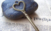 Accessories - 6 Pcs Of Antique Bronze Heart Skeleton Key Charms Pendants Huge Size 22x84mm A198