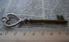 Accessories - 6 Pcs Of Antique Bronze Heart Skeleton Key Charms Pendants Huge Size 22x84mm A198
