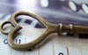 Accessories - 6 Pcs Of Antique Bronze Heart Skeleton Key Charms Pendants Huge Size 22x84mm A198