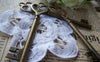 Accessories - 6 Pcs Of Antique Bronze Heart Skeleton Key Charms Pendants Huge Size 22x84mm A198