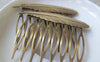 Accessories - 6 Pcs Of Antique Bronze Huge Feather Eight Teeth Hair Clips 45x52mm A4298