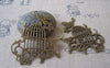 Accessories - 6 Pcs Of Antique Bronze Huge Flat Bird Cage Pendants Charms 51x55mm A4339