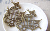 Accessories - 6 Pcs Of Antique Bronze Huge Flat Bird Cage Pendants Charms 51x55mm A4339