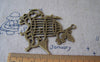 Accessories - 6 Pcs Of Antique Bronze Huge Flat Bird Cage Pendants Charms 51x55mm A4339