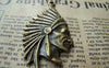 Accessories - 6 Pcs Of Antique Bronze Indian Chief Charms Pendants 30x55mm A688