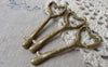 Accessories - 6 Pcs Of Antique Bronze Irregular Heart Skeleton Key Charms Pendants 18x51mm A7245