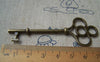 Accessories - 6 Pcs Of Antique Bronze Lovely Key Pendants Charms 28x75mm A171