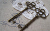 Accessories - 6 Pcs Of Antique Bronze Lovely Key Pendants Charms 28x75mm A171