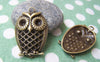 Accessories - 6 Pcs Of Antique Bronze Lovely Owl Pendants Charms 23x33mm A117