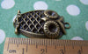 Accessories - 6 Pcs Of Antique Bronze Lovely Owl Pendants Charms 23x33mm A117