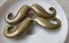 Accessories - 6 Pcs Of Antique Bronze Moustache Pendant Charms Two Loops Huge Size 26x68mm A7276