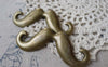 Accessories - 6 Pcs Of Antique Bronze Moustache Pendant Charms Two Loops Huge Size 26x68mm A7276