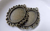 Accessories - 6 Pcs Of Antique Bronze Oval Cameo Base Pendants Match 18x25mm Cabochon A6143