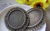 Accessories - 6 Pcs Of Antique Bronze Oval Cameo Base Pendants Tray Match 30x40mm Cabochon A3525