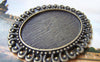 Accessories - 6 Pcs Of Antique Bronze Oval Cameo Base Pendants Tray Match 30x40mm Cabochon A3525