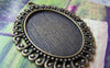Accessories - 6 Pcs Of Antique Bronze Oval Cameo Base Pendants Tray Match 30x40mm Cabochon A3528