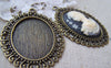 Accessories - 6 Pcs Of Antique Bronze Oval Cameo Base Pendants Tray Match 30x40mm Cabochon A3528