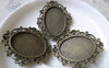 Accessories - 6 Pcs Of Antique Bronze Oval Cameo Base Settings Pendant Match 18x25mm Cabochon A7258