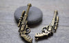 Accessories - 6 Pcs Of Antique Bronze Revolver Handgun Pendants Charms 30x56mm A7779