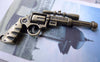 Accessories - 6 Pcs Of Antique Bronze Revolver Handgun Pendants Charms 30x56mm A7779