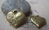 Accessories - 6 Pcs Of Antique Bronze Rose Flower Love Heart Charms 23x23mm Double Sided A554