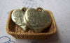 Accessories - 6 Pcs Of Antique Bronze Rose Flower Love Heart Charms 23x23mm Double Sided A554