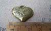 Accessories - 6 Pcs Of Antique Bronze Rose Flower Love Heart Charms 23x23mm Double Sided A554