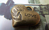 Accessories - 6 Pcs Of Antique Bronze Rose Flower Love Heart Charms 23x23mm Double Sided A554