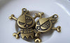 Accessories - 6 Pcs Of Antique Bronze Skull And Crossbones Charms 30x35mm A4973