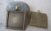 Accessories - 6 Pcs Of Antique Bronze Square Cabochon Base Pendants Match 25mm Cameo A4494