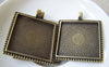 Accessories - 6 Pcs Of Antique Bronze Square Cabochon Base Pendants Match 25mm Cameo A4494