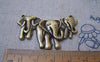 Accessories - 6 Pcs Of Antique Bronze Three Elephants Walking Together Pendants Charms 25x44mm A4949
