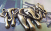 Accessories - 6 Pcs Of Antique Bronze Three Elephants Walking Together Pendants Charms 25x44mm A4949